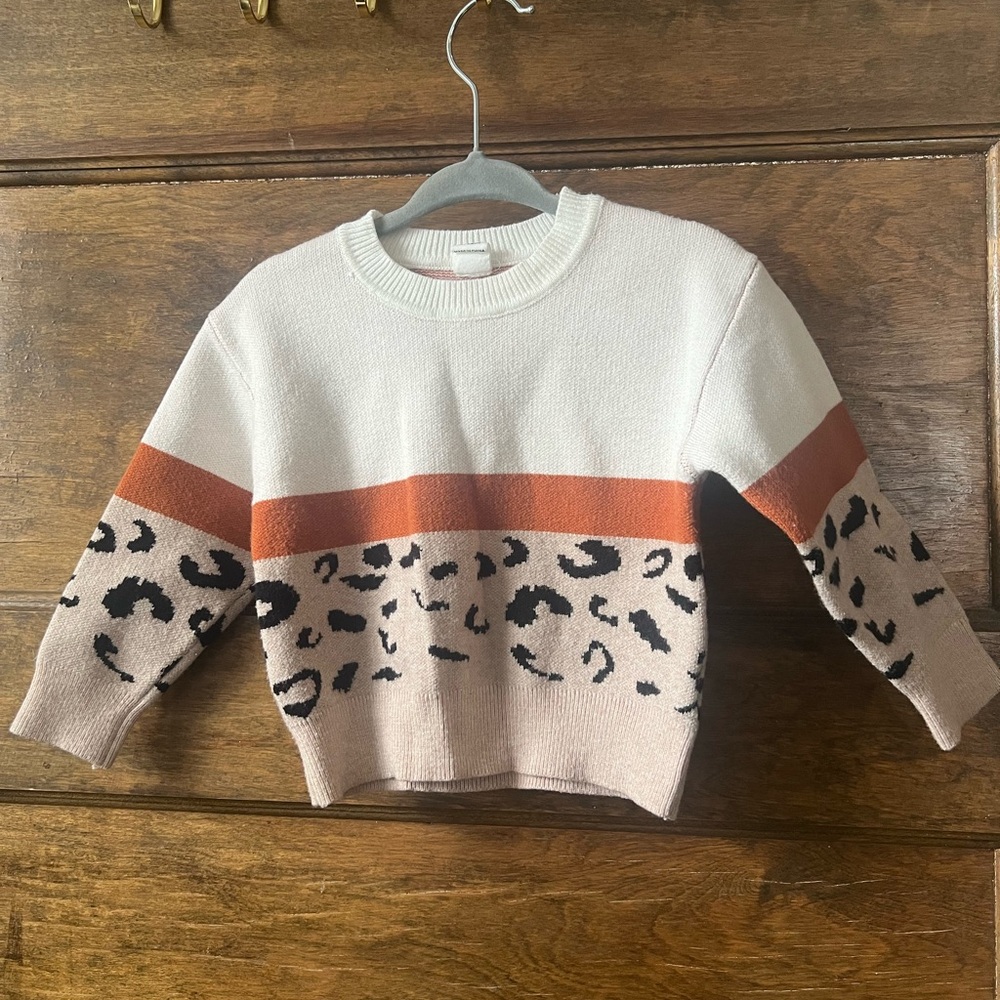 SHEIN Cream and Burnt Orange Leopard Sweater (9-12 months)